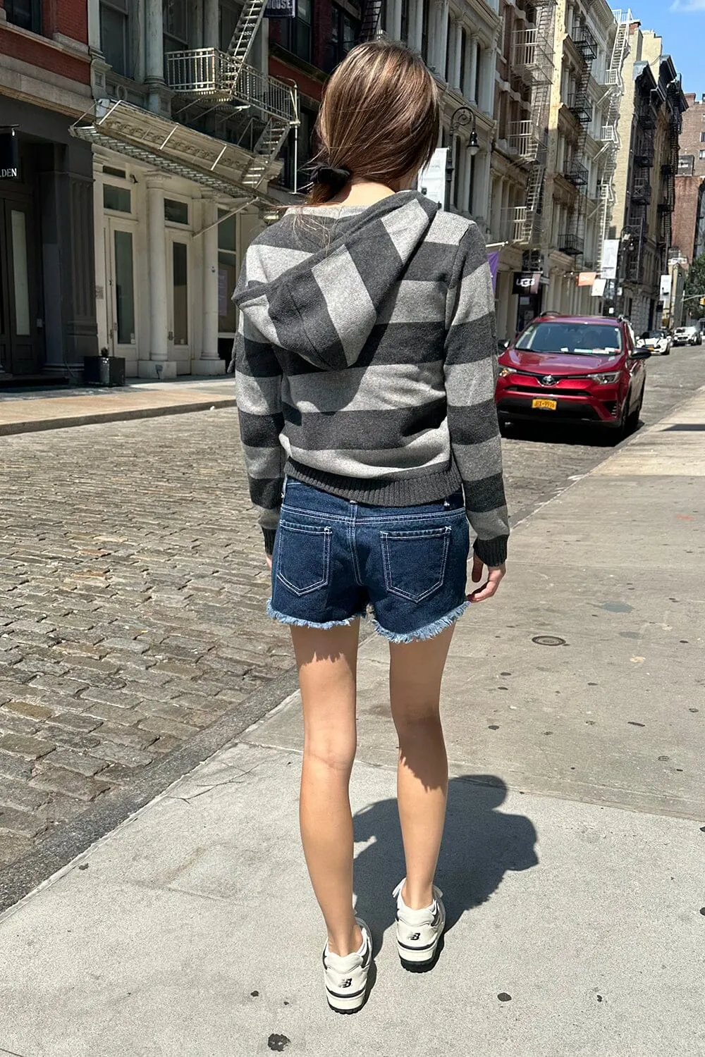 Alana Wool Striped Zip Up Sweater