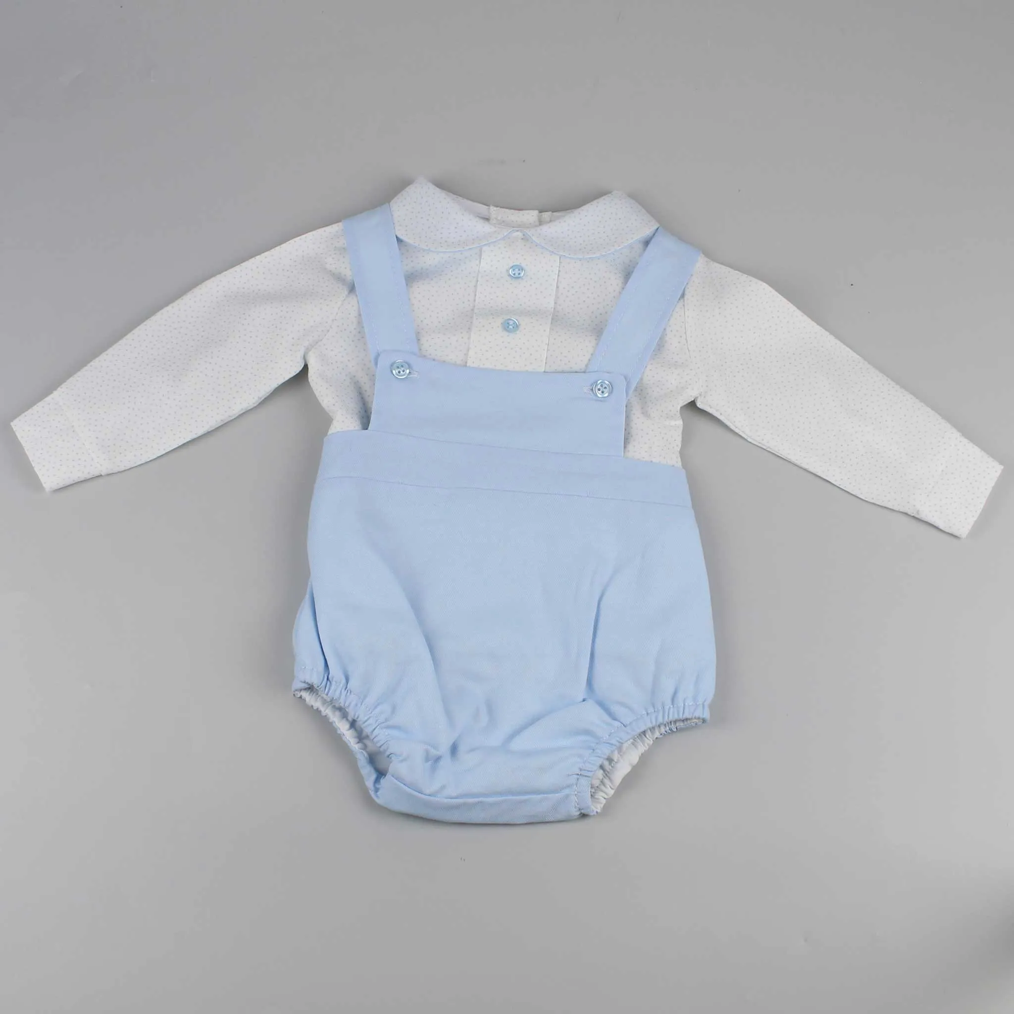 Baby Boy Dungaree and Shirt Outfit - Blue