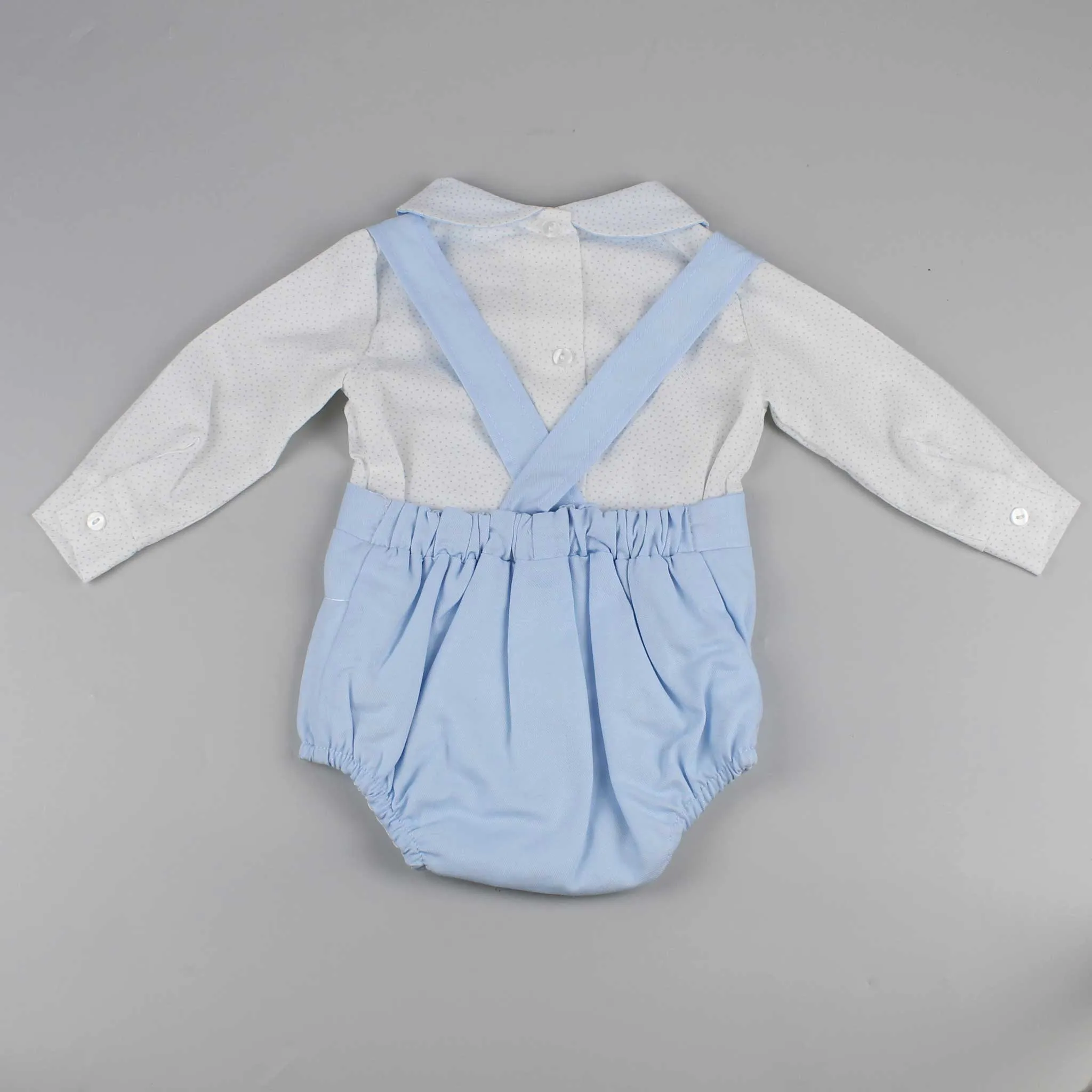 Baby Boy Dungaree and Shirt Outfit - Blue