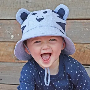 Bedhead Lil' Tiger Baby Bucket Hat with Strap - Grey Marle