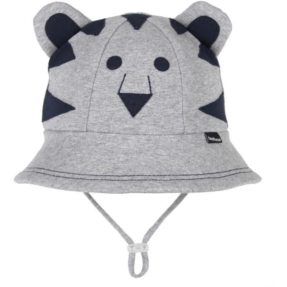 Bedhead Lil' Tiger Baby Bucket Hat with Strap - Grey Marle