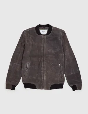 Bellfield Hadon Suede Bomber Jacket - Charcoal