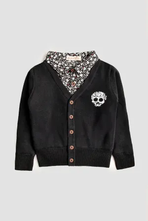 Black Skull Knit Sweater