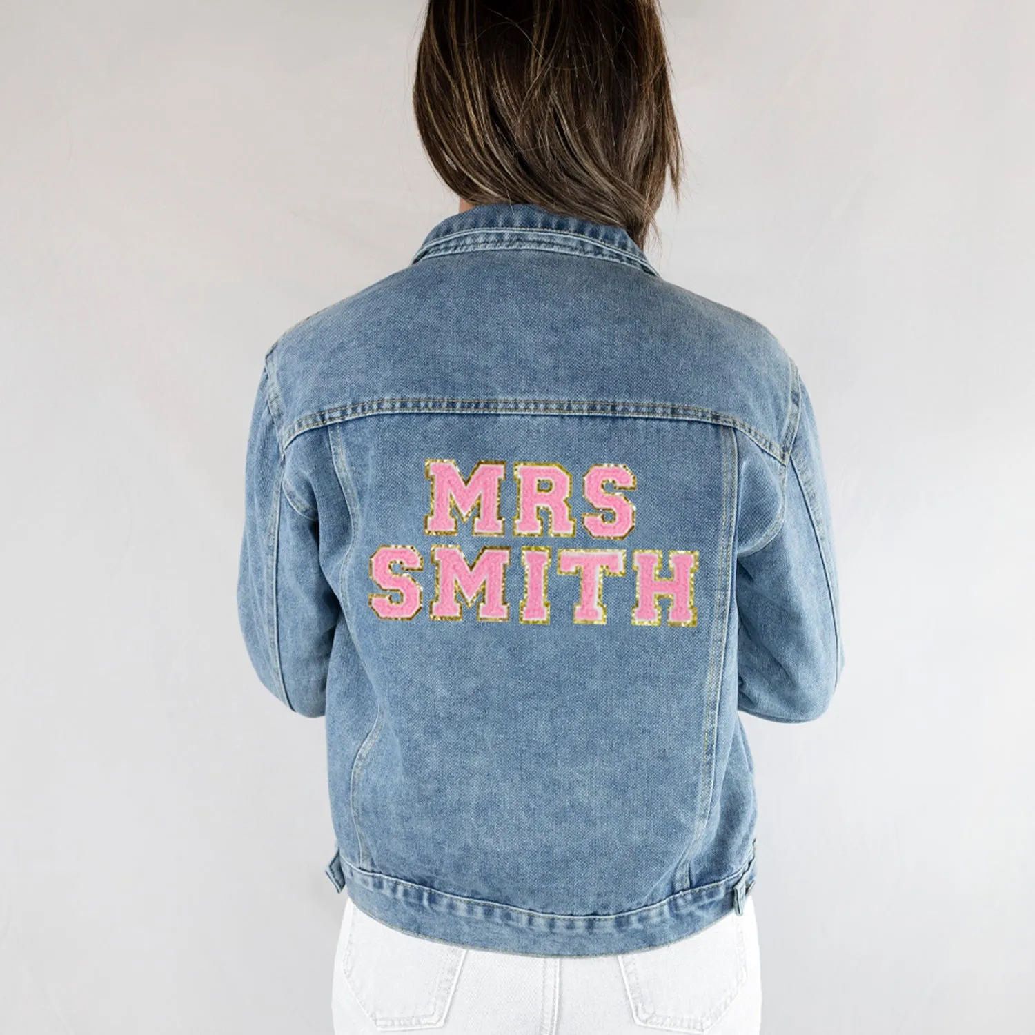 (Blue Denim) Blue Custom Bridal Jean Jacket