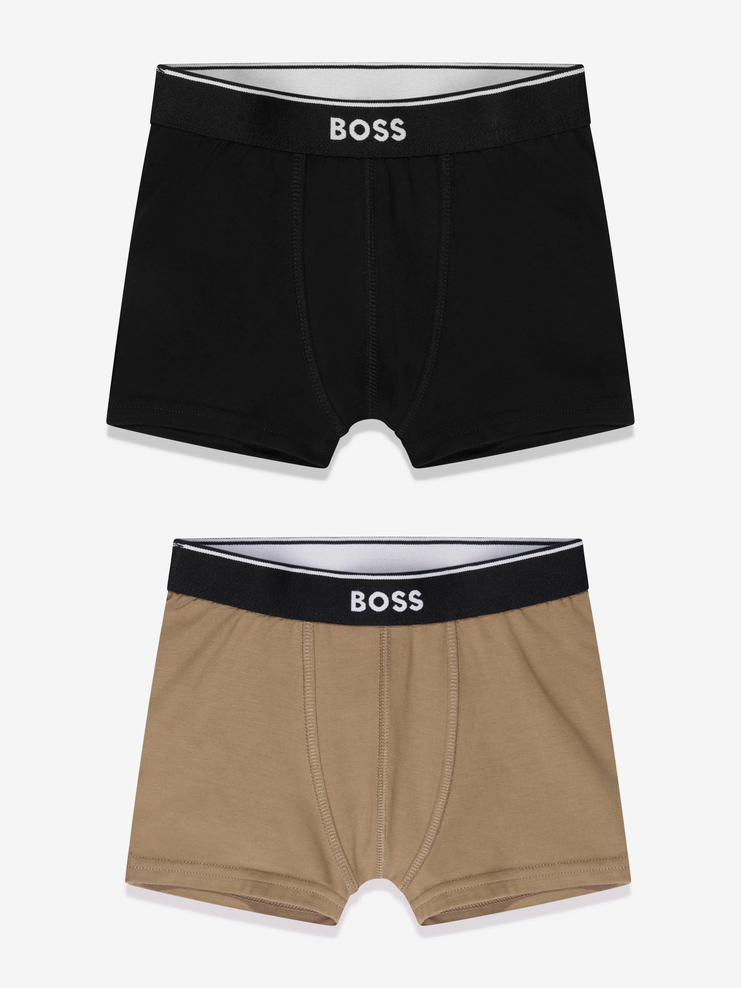 BOSS Boys 2 Pack Boxer Shorts Set in Black