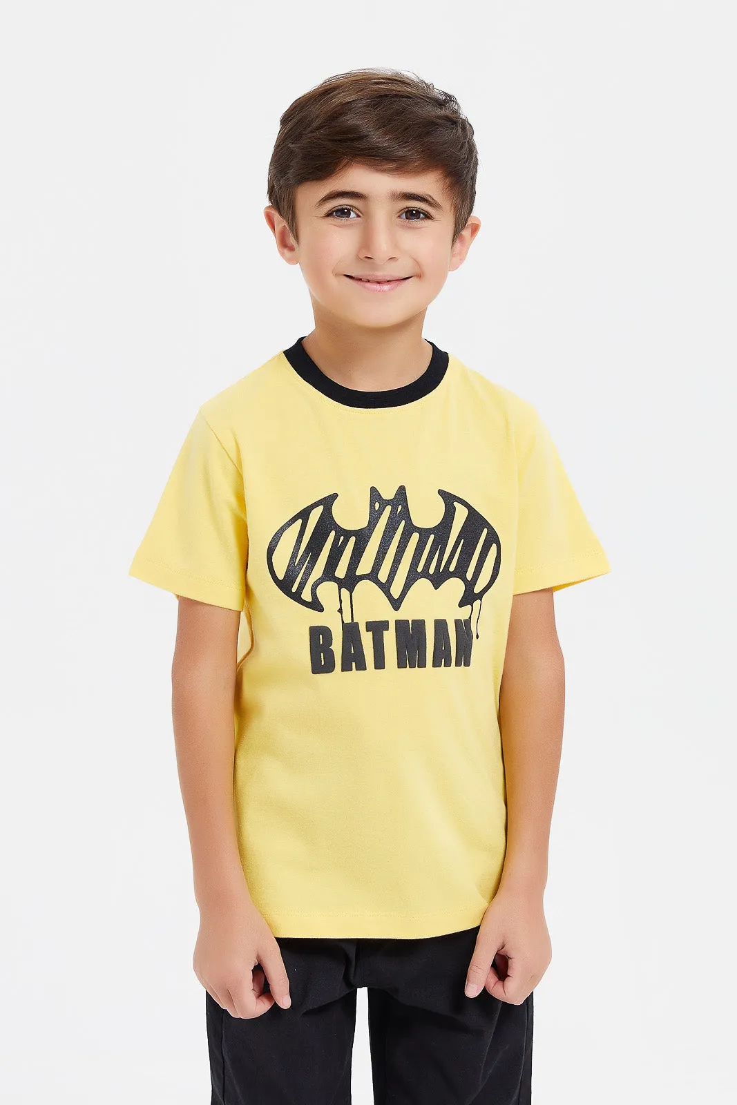 Boys Black And Yellow Batman T-Shirt Set (2 Piece)