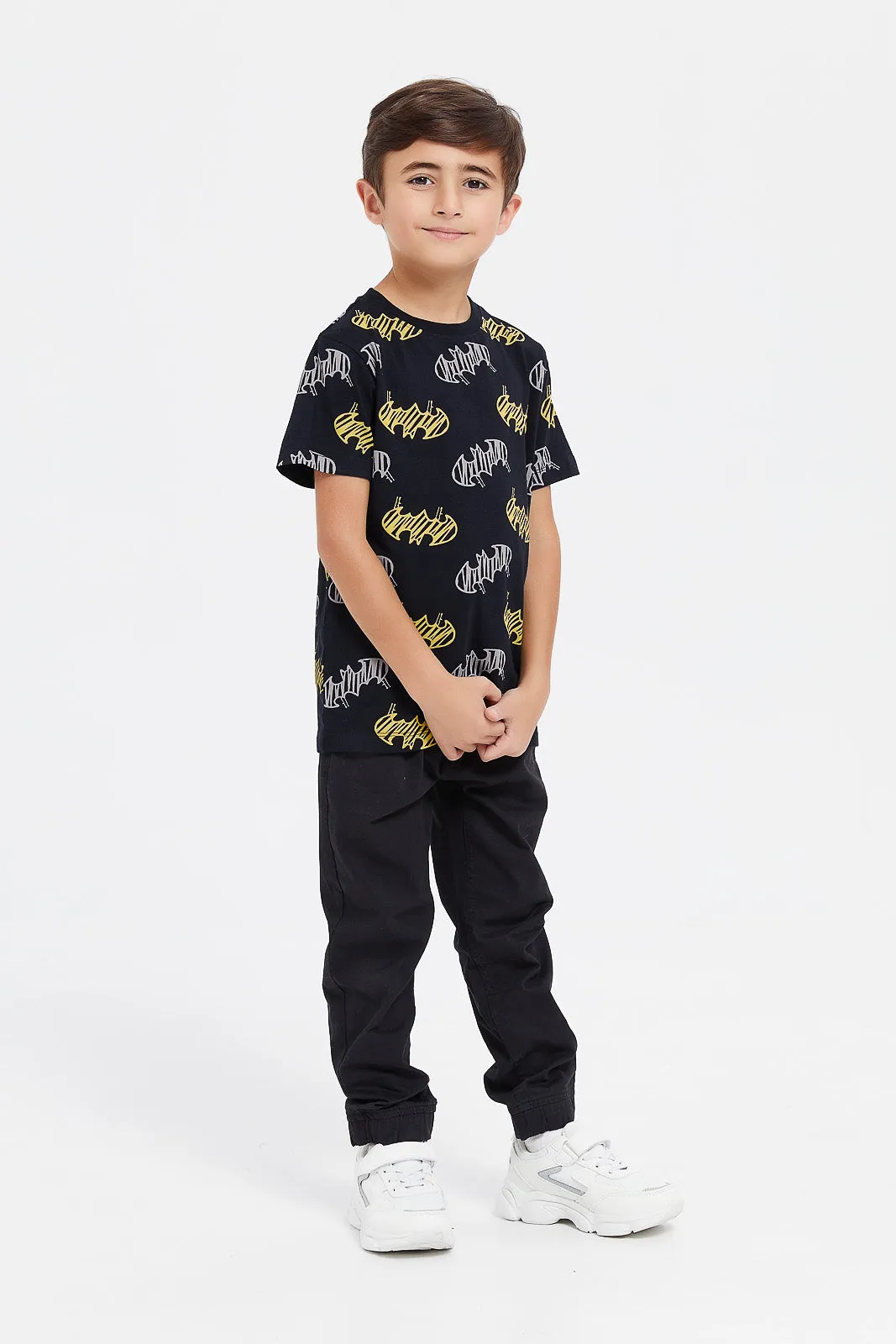 Boys Black And Yellow Batman T-Shirt Set (2 Piece)