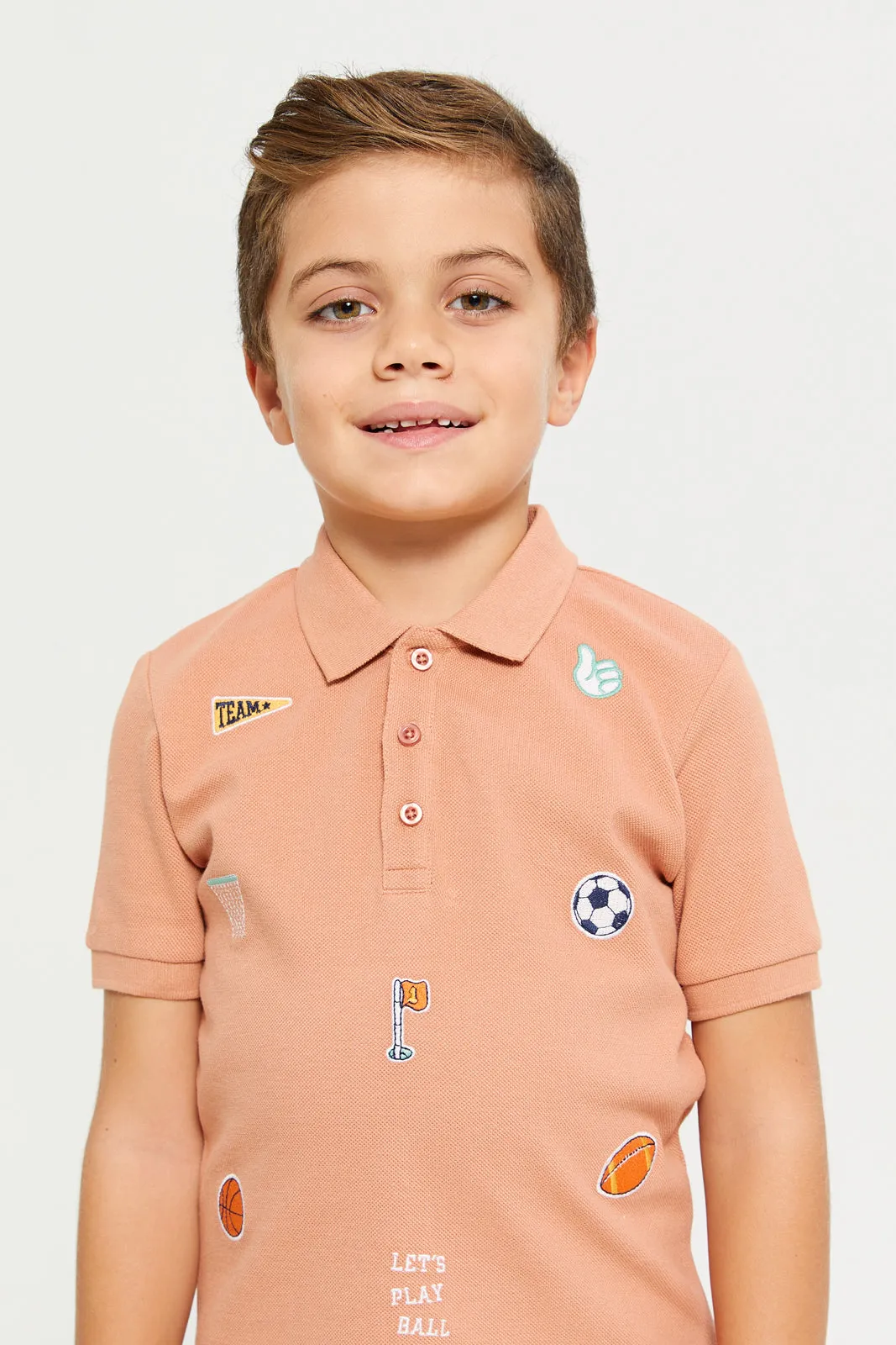 Boys Coral Embroidered Polo T-Shirt