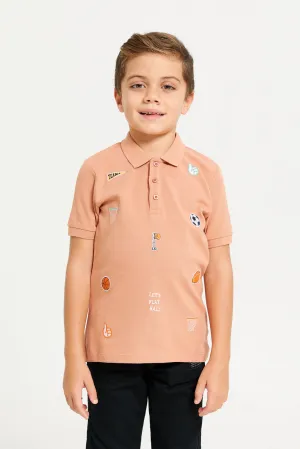 Boys Coral Embroidered Polo T-Shirt