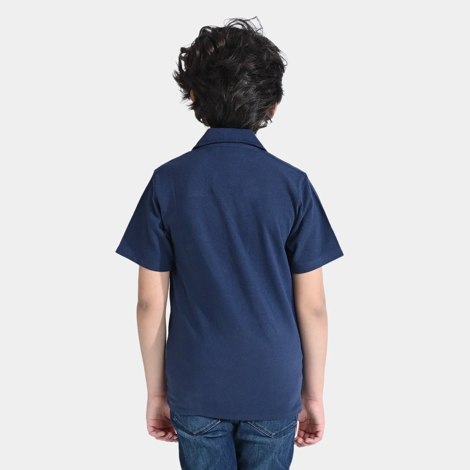 Boys Cotton PK Casual Shirt H/S High Score-NAVY