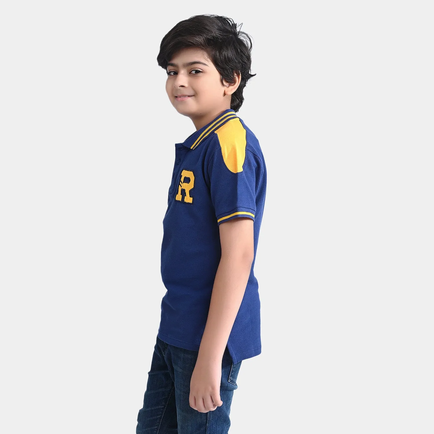 Boys Cotton PK Polo Just City Champs-Navy Poeny