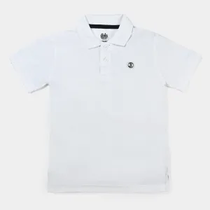 Boys Cotton PK Polo T-Shirt Basic-White