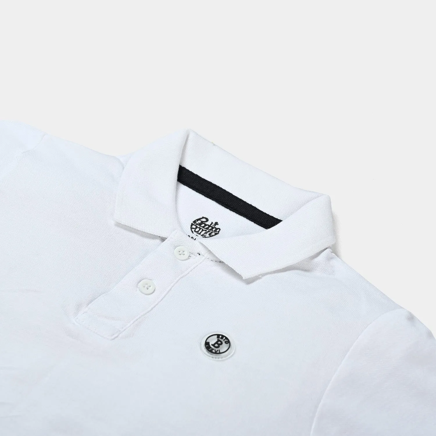 Boys Cotton PK Polo T-Shirt Basic-White