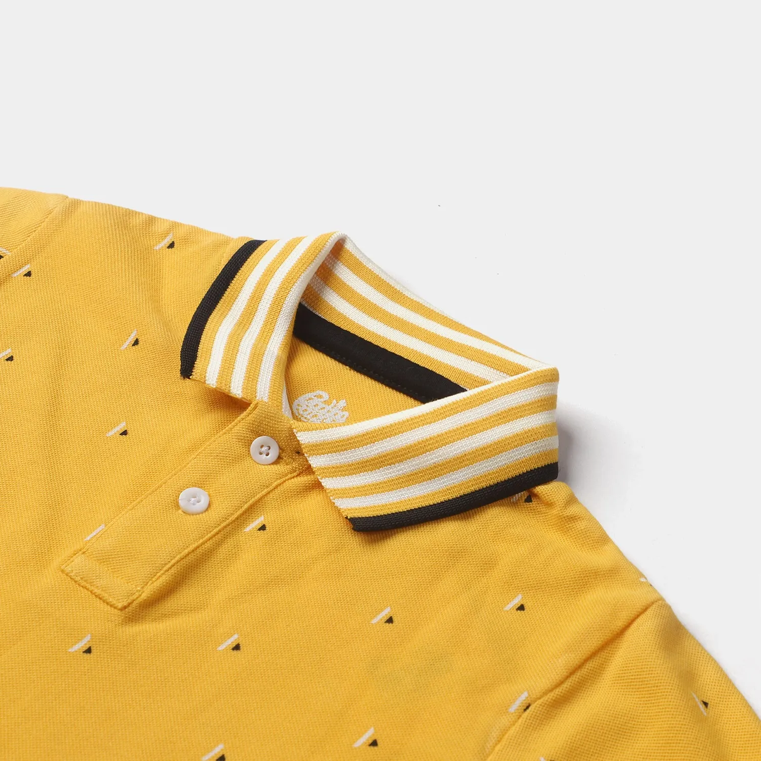 Boys Cotton PK Polo Triangles-Yellow