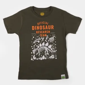 Boys Cotton T-Shirt Research Team - Rifle Green