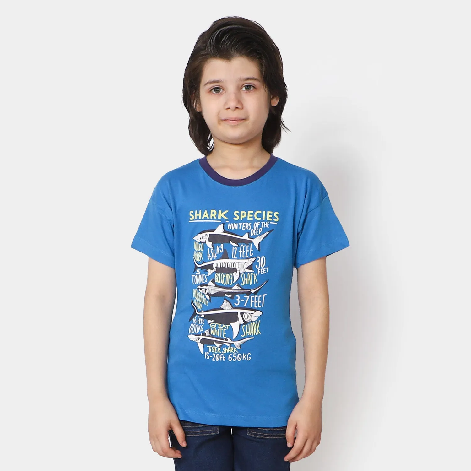 Boys Cotton T-Shirt Shark | Blue