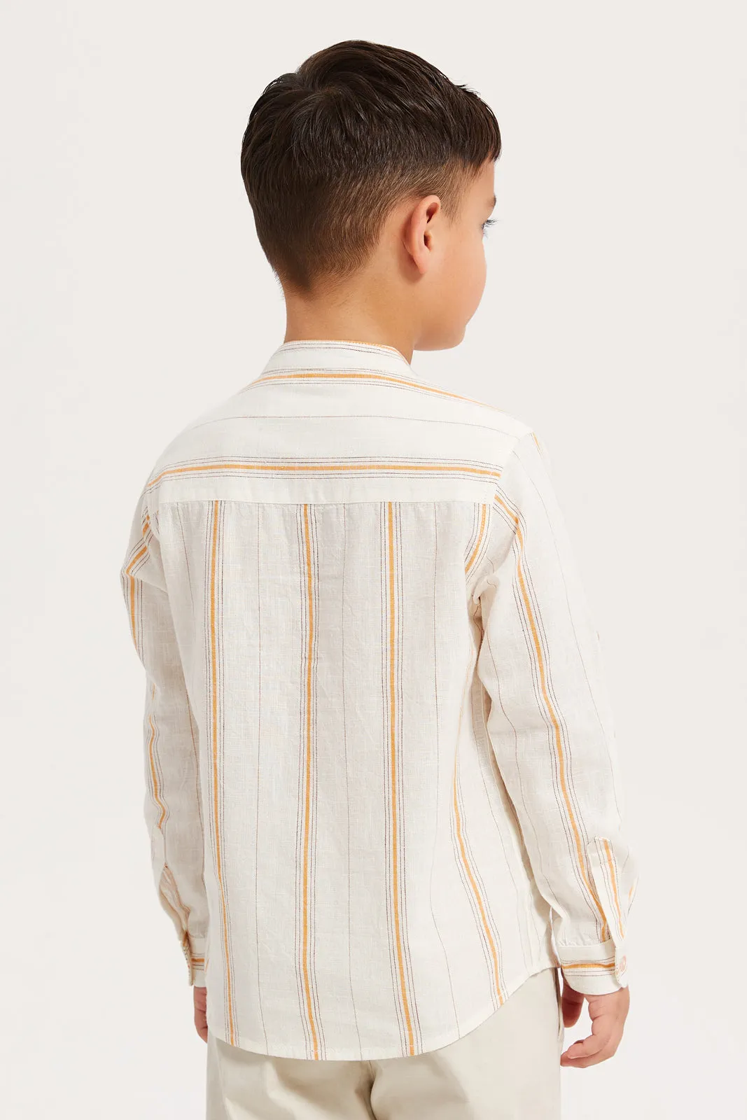 Boys Ecru Striped Shirt