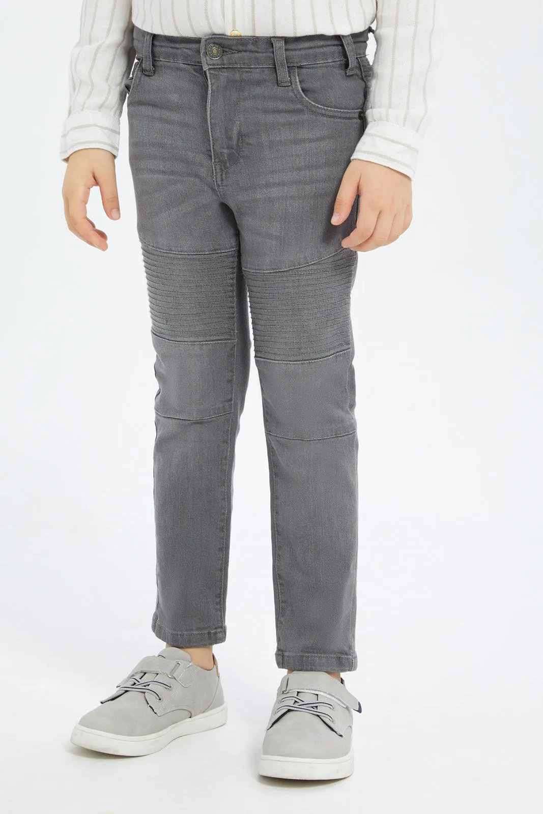 Boys Grey Biker Jeans