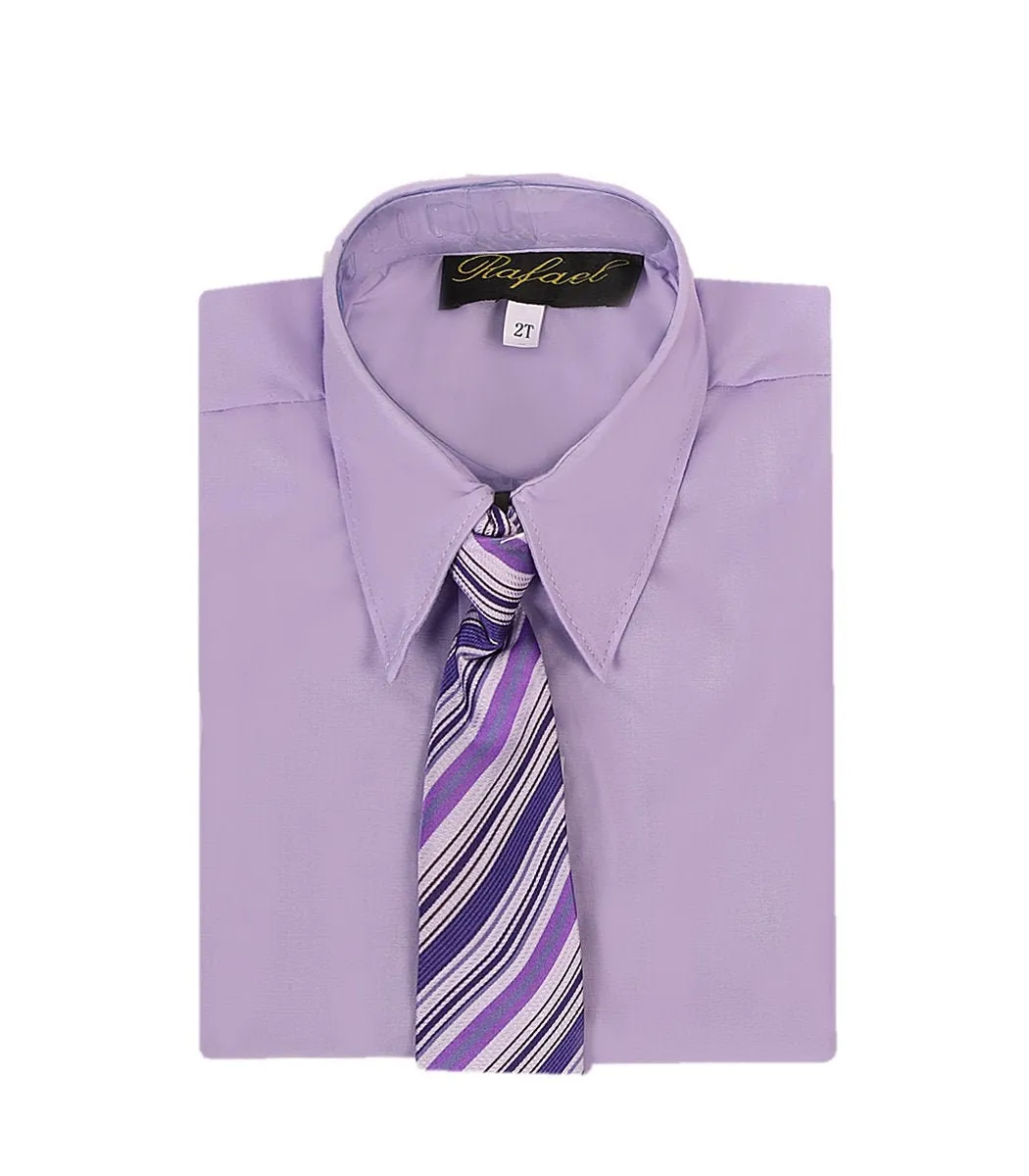 Boys Long Sleeve Formal Dress Shirts and Ties - Choice of Colors