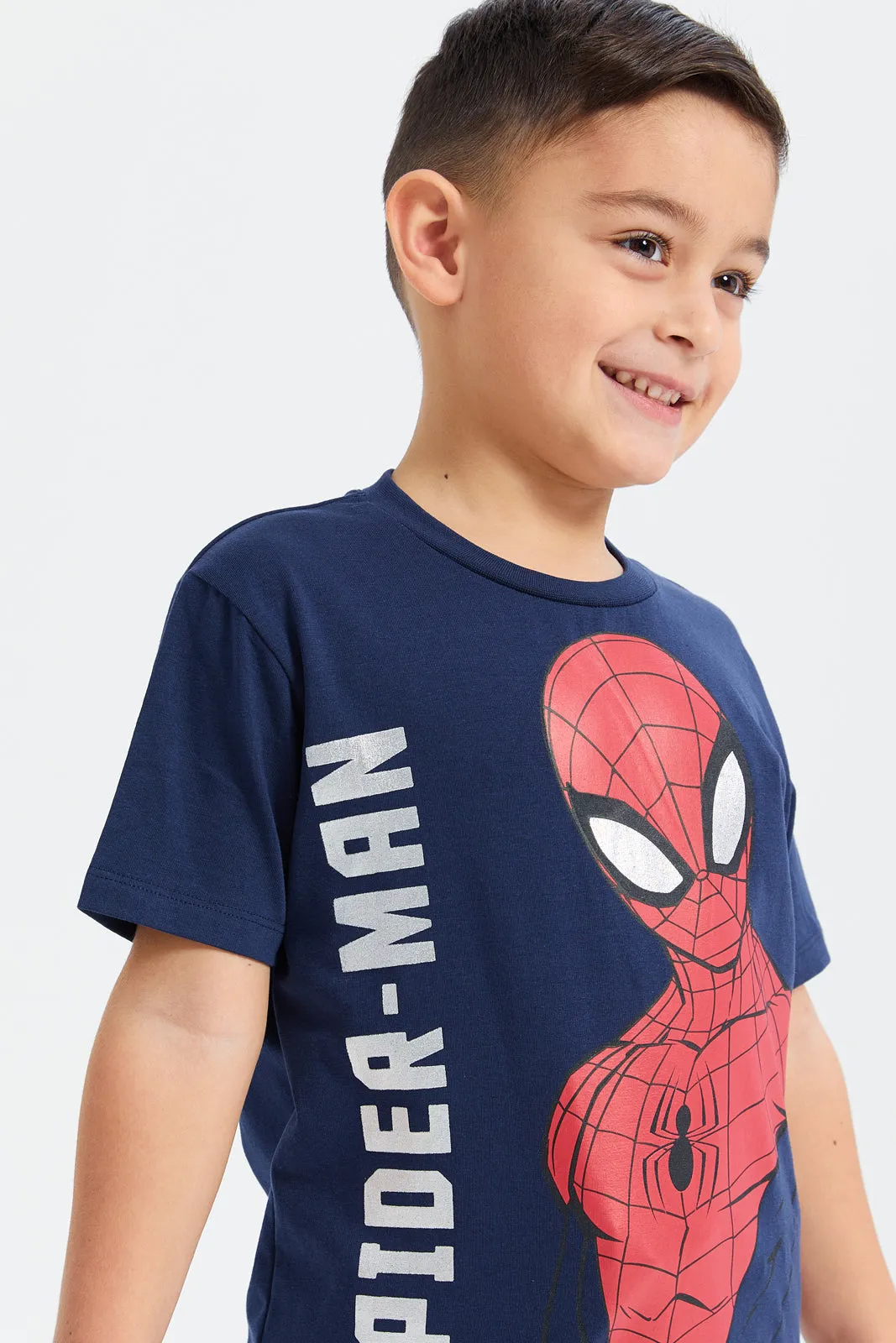 Boys Navy Spiderman Short Sleeve T-Shirt