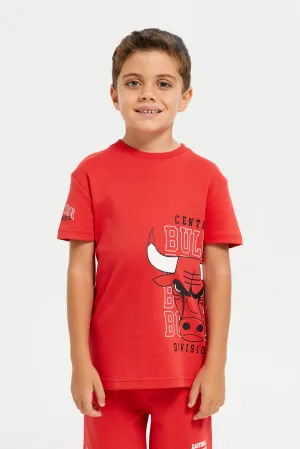 Boys Red Printed Chicago Bulls T-Shirt