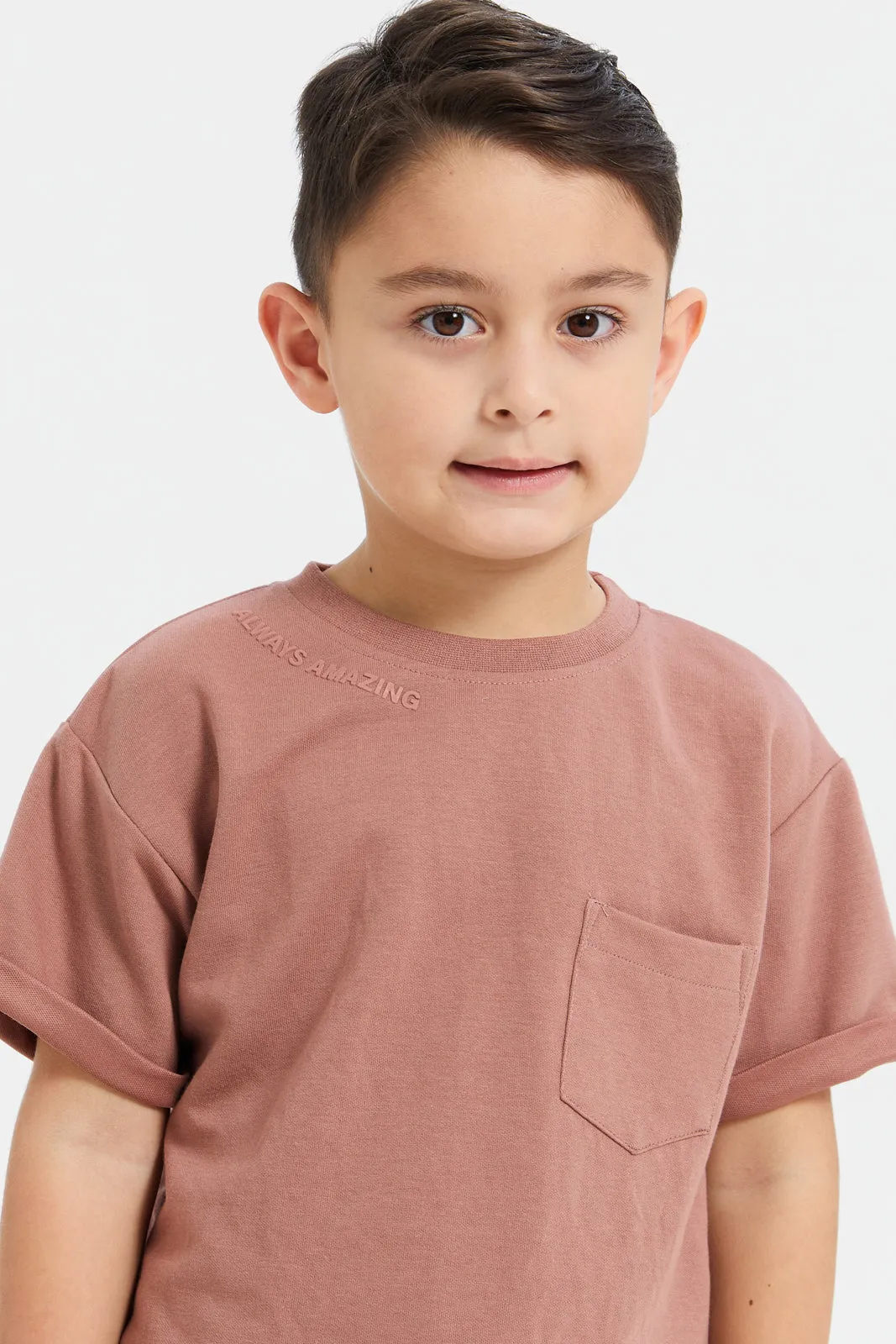 Boys Rust Embroidered T-Shirt