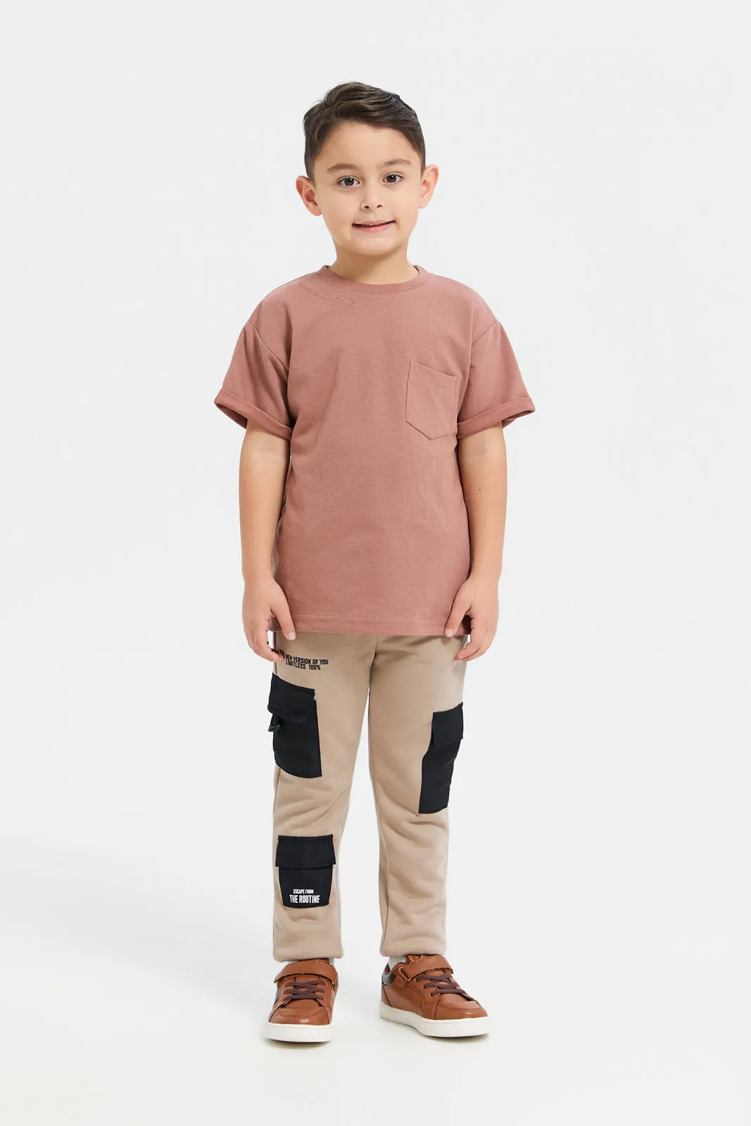 Boys Rust Embroidered T-Shirt