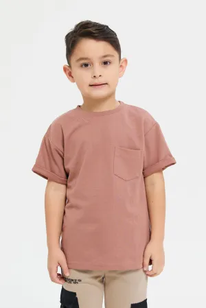 Boys Rust Embroidered T-Shirt