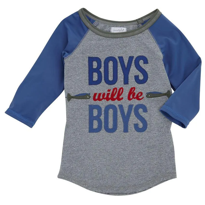 Boys Will Be Boys UPF50 Rash Guard Swim Shirt | Mud Pie