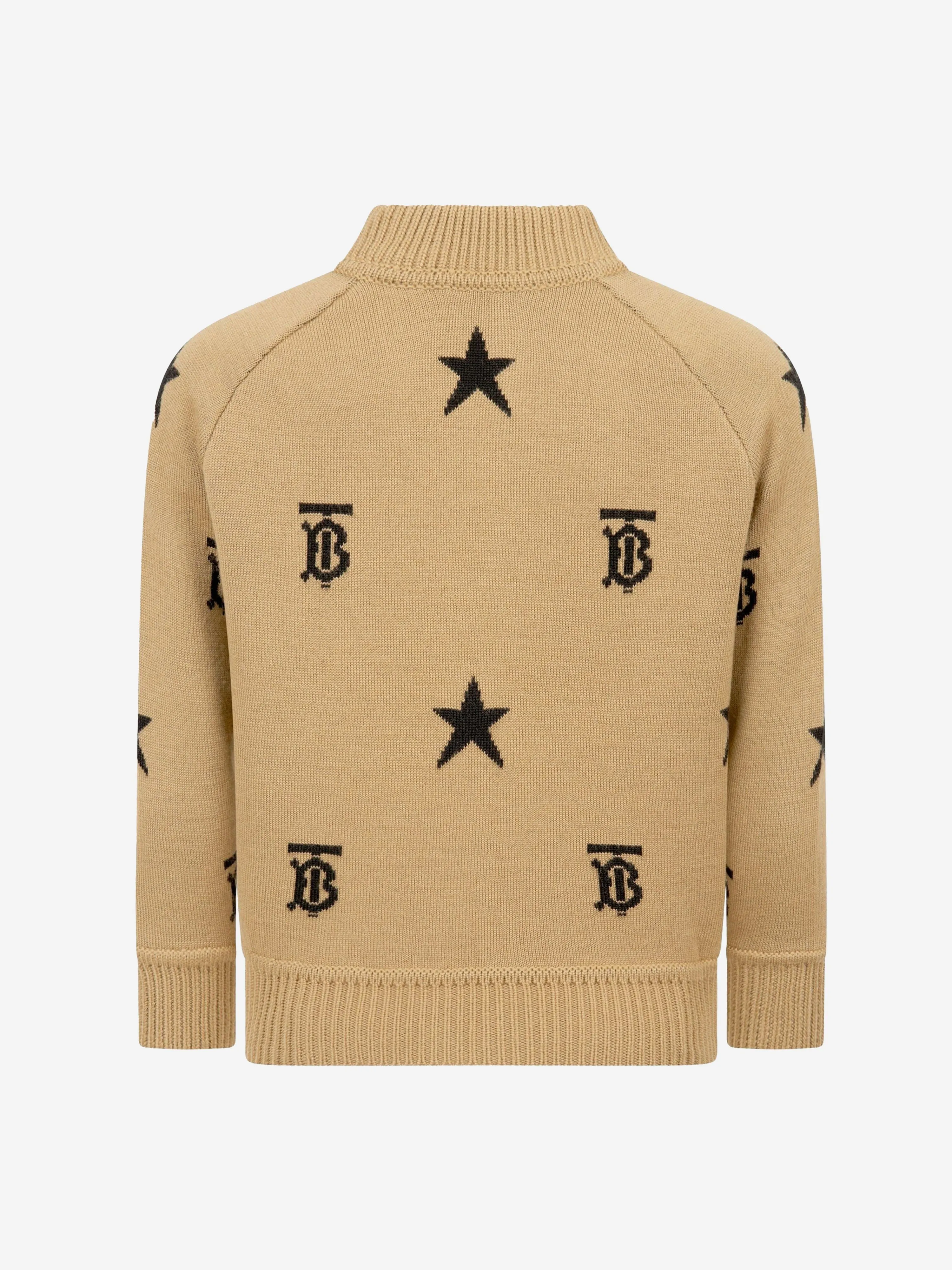 Burberry Boys Wool Star And Monogram Zip Up Top