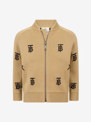 Burberry Boys Wool Star And Monogram Zip Up Top