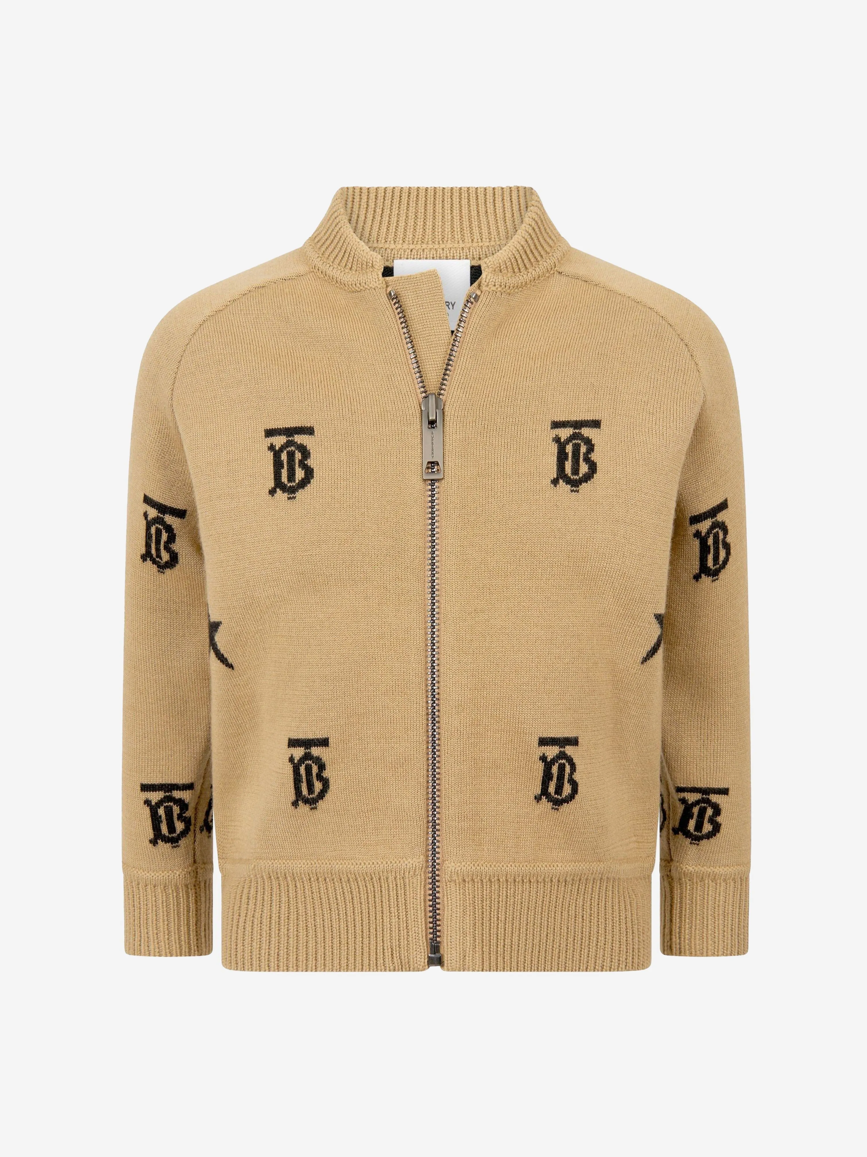 Burberry Boys Wool Star And Monogram Zip Up Top