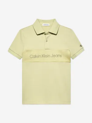 Calvin Klein Boys Layered Mesh Polo Shirt in Green