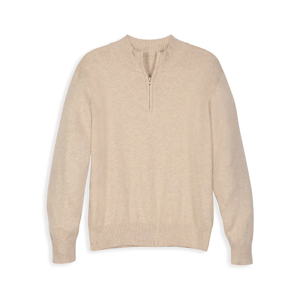 Cashmere Blend Half Zip Pullover -- Vellum