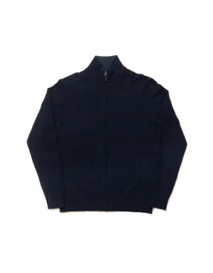 CASHMERE ZIP UP SWEATER - NAVY