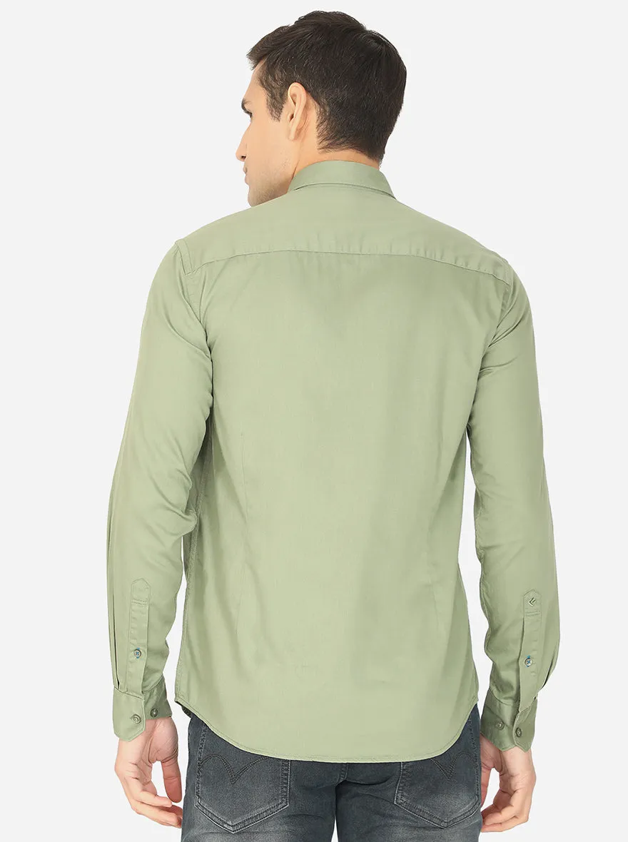 Celery Green Solid Smart Fit Casual Shirt | Greenfibre