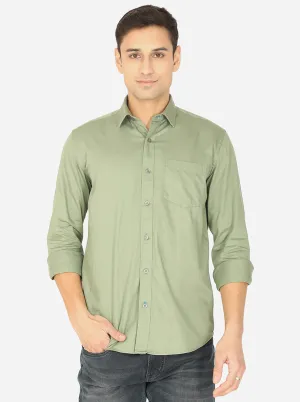 Celery Green Solid Smart Fit Casual Shirt | Greenfibre