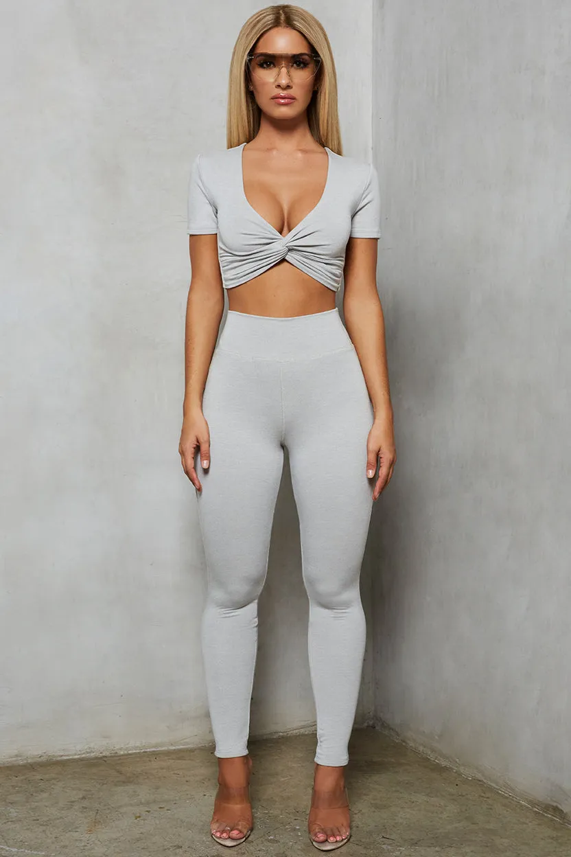 Clean Cut High Waisted Loungewear Leggings in Grey