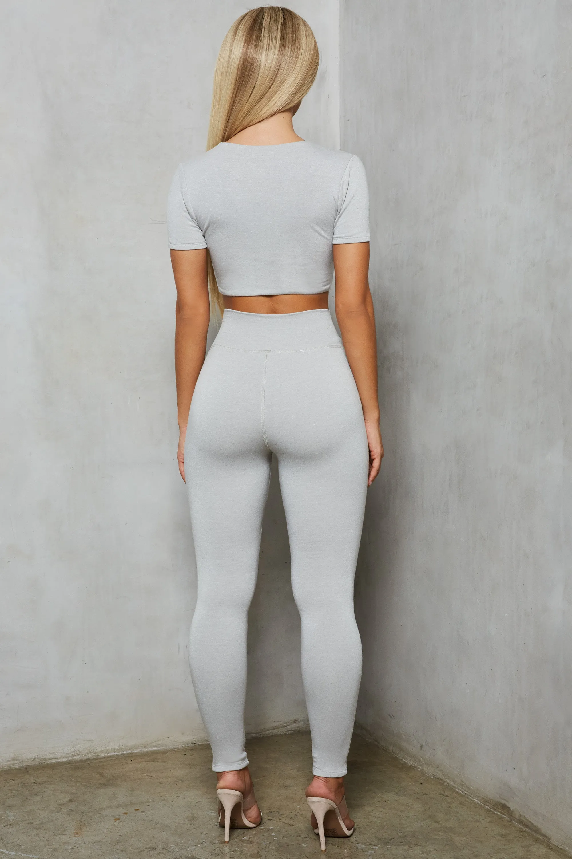 Clean Cut High Waisted Loungewear Leggings in Grey