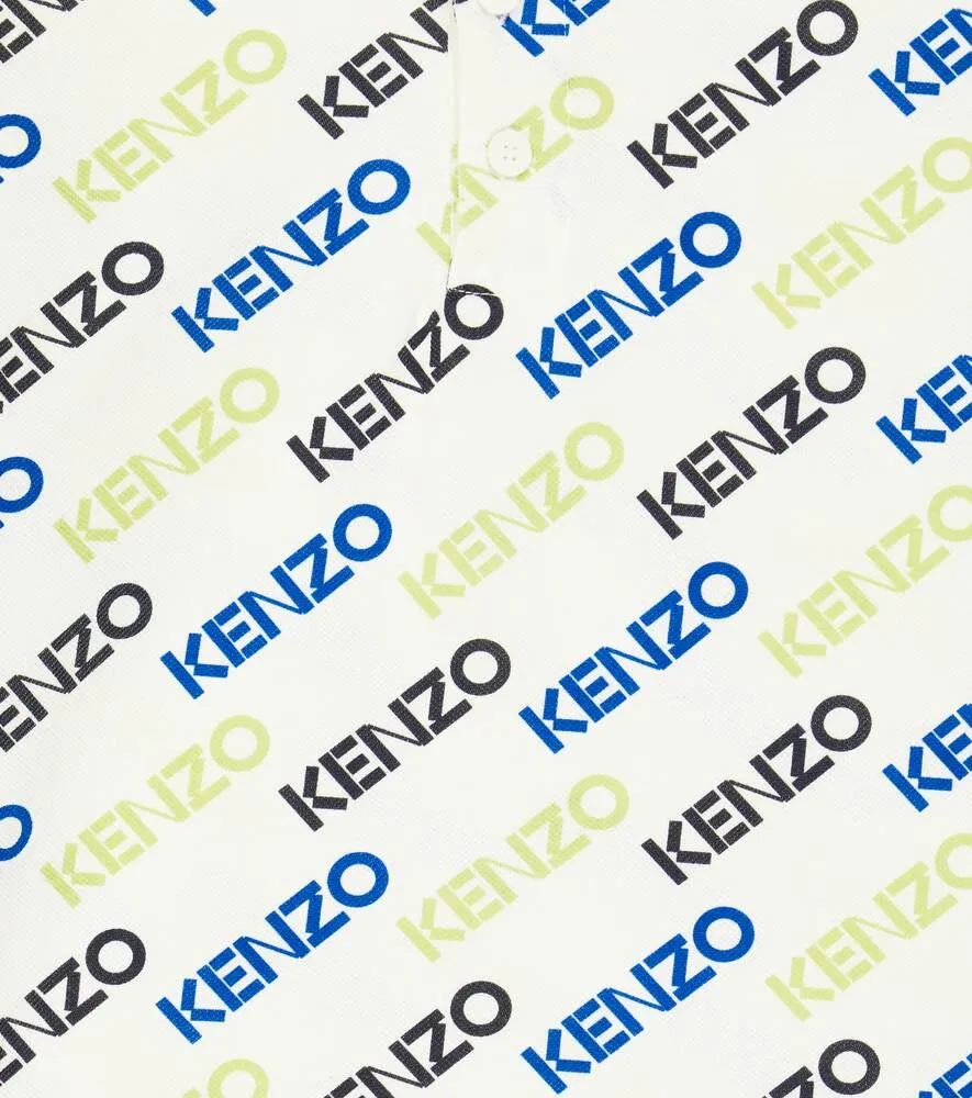 Cotton polo shirt with Kenzo logo, multicolor