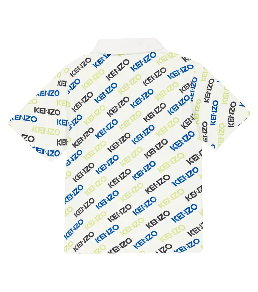 Cotton polo shirt with Kenzo logo, multicolor