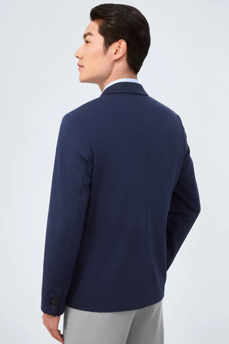 CottonSTRETCH Lightweight Knit Smart Blazer | Navy NNY096