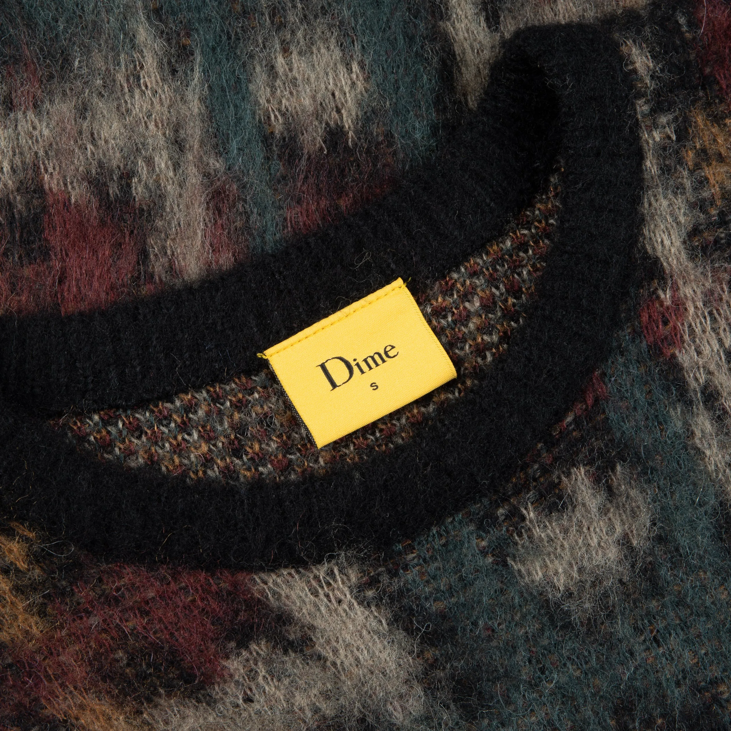 Dime Plaid Mohair Knit Black