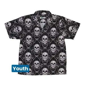 Episodic Skull Black White Youth Hawaiian Shirt