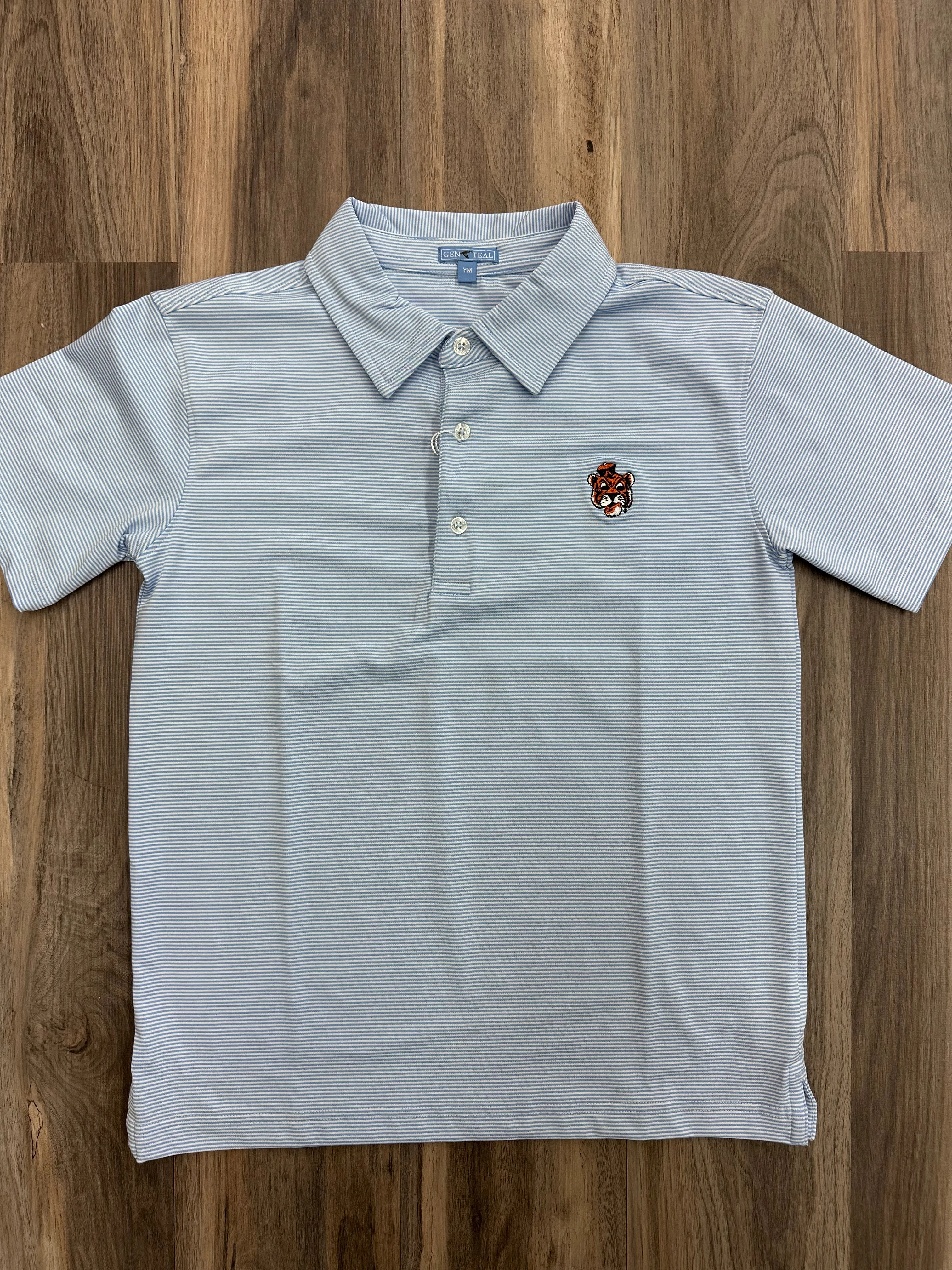 Gen Teal Aubie Pinstripe Performance Polo Youth