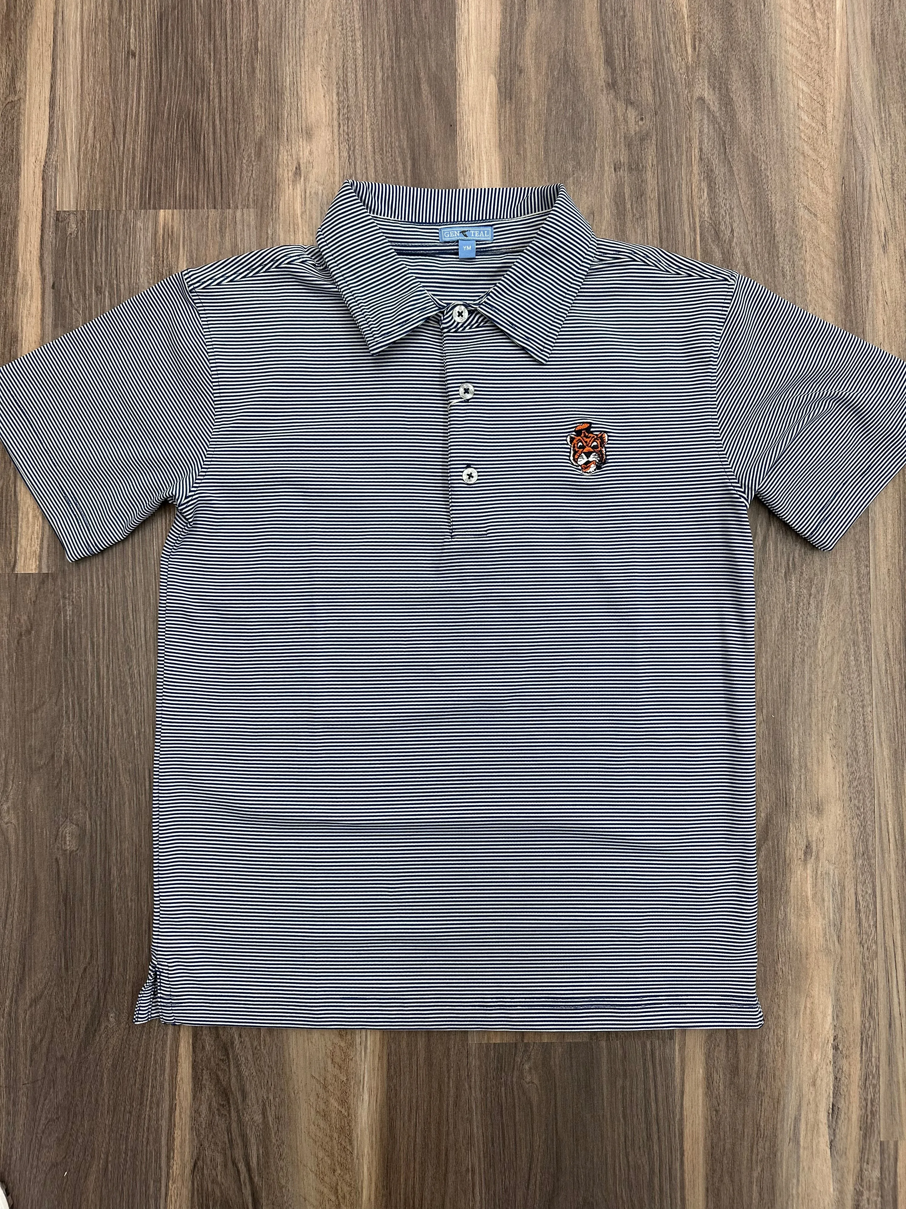 Gen Teal Aubie Pinstripe Performance Polo Youth