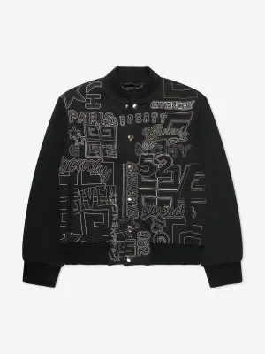 Givenchy Boys Embroidered Bomber Jacket in Black