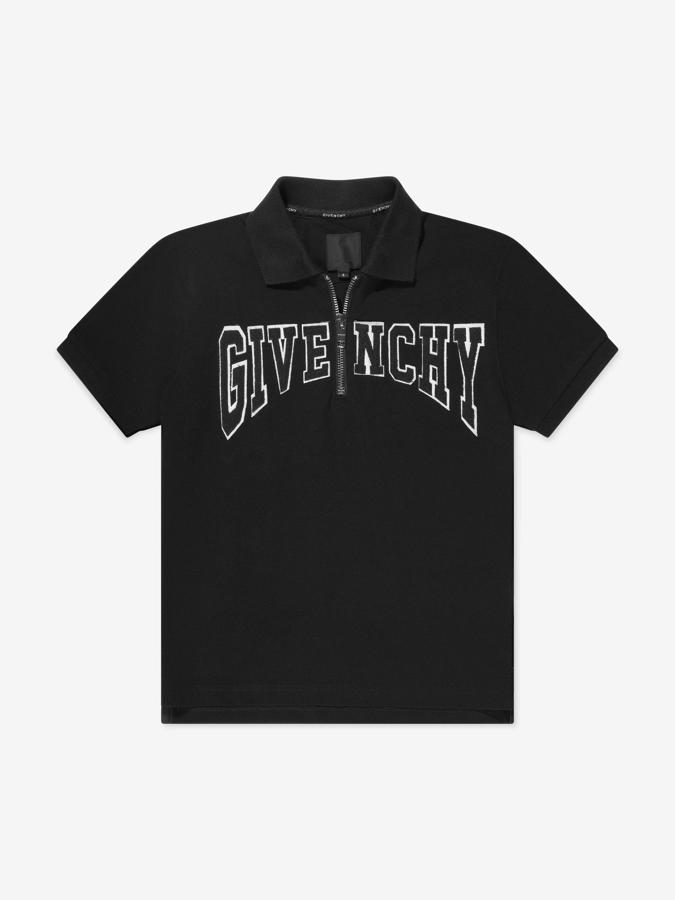 Givenchy Boys Half Zip Polo Shirt in Black