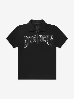 Givenchy Boys Half Zip Polo Shirt in Black