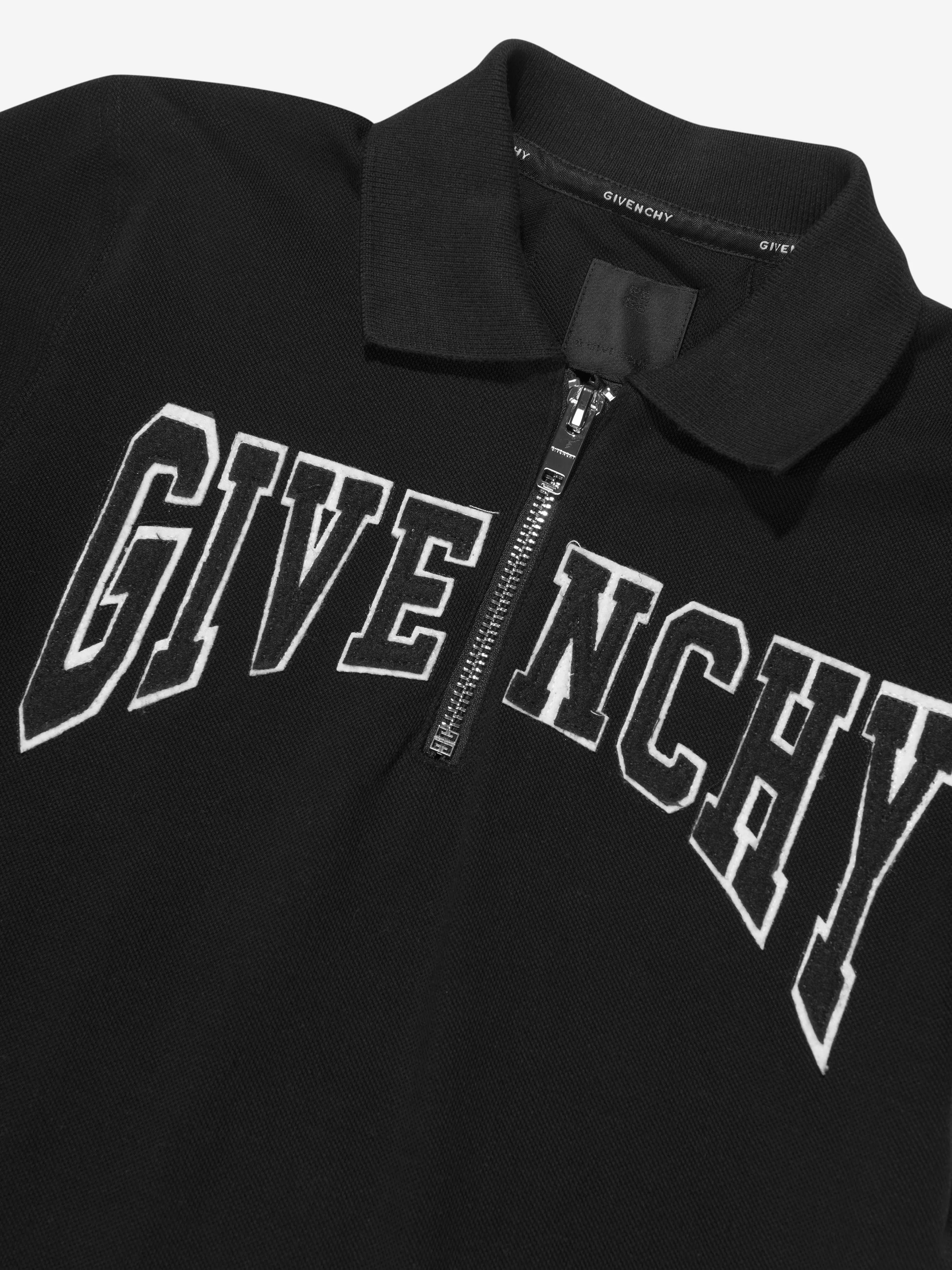 Givenchy Boys Half Zip Polo Shirt in Black